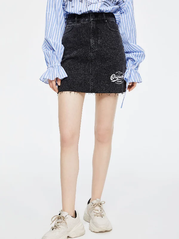 Americana Washed Denim Half Skirt