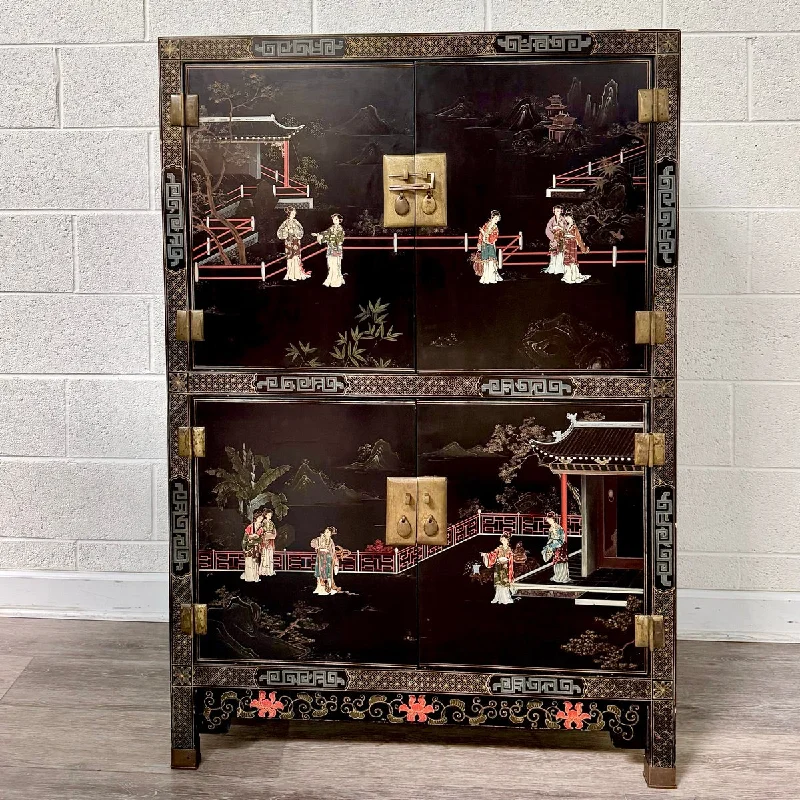 Asian Hand Painted Stacked Cabinet