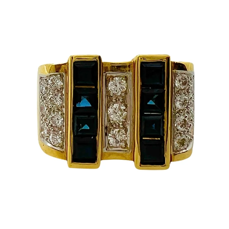 Platinum and 18K Gold Ring with Diamond and Sapphire