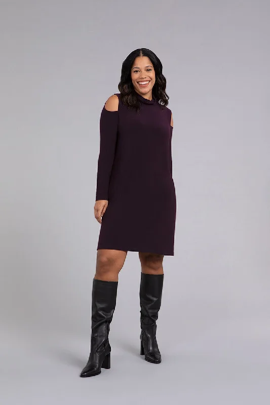 Turtle Neck Cutout Shoulder Dress | Currant