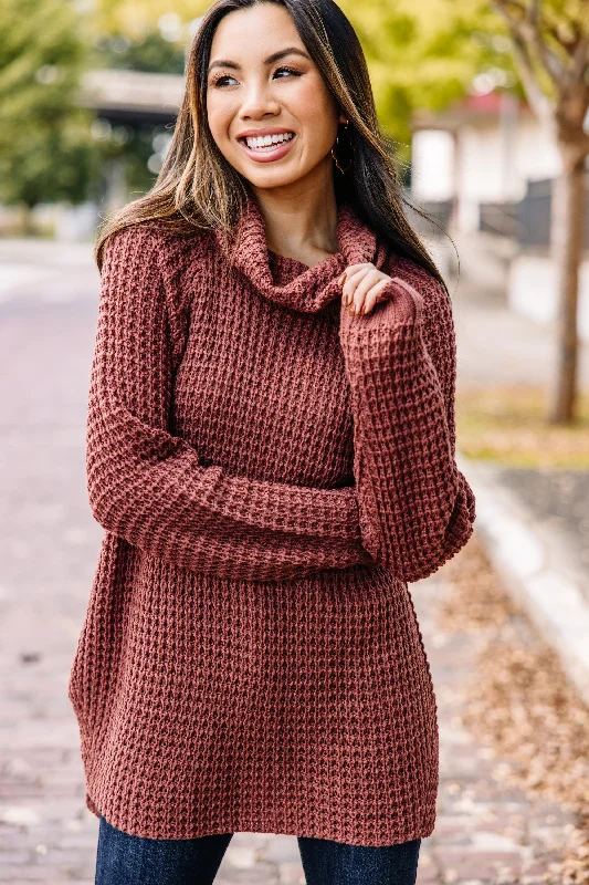 In Your Glow Burgundy Red Waffle Sweater