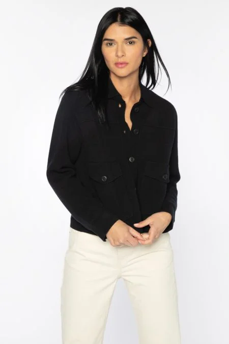 Kinross Cashmere Doubleknit Crop Shacket