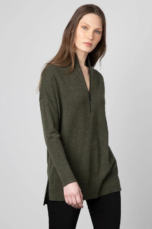 Kinross Cashmere Zip Mock Tunic