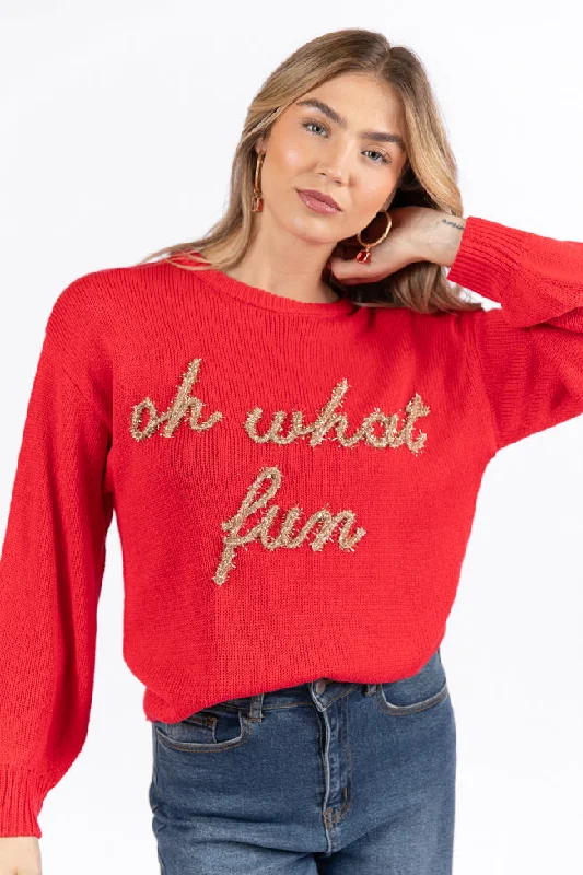 Oh What Fun Red Sweater FINAL SALE