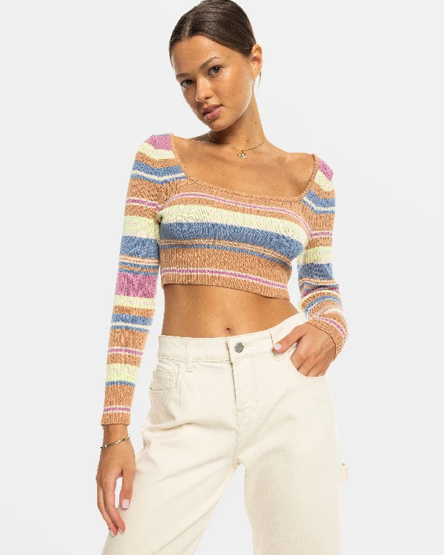 CAMEL SWITHBACKSTRIPE SWEATERS