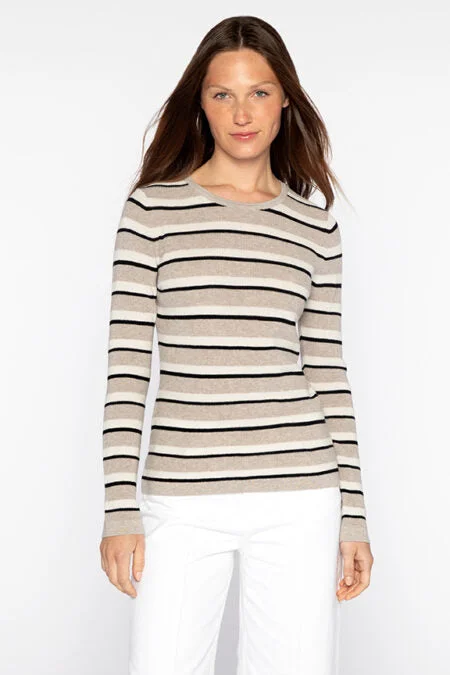 Kinross Cashmere Thermal Stripe Crew