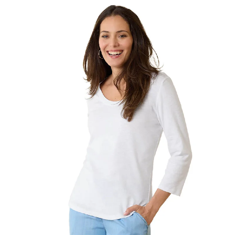 Tommy Bahama Women's Ashby Isles Rib 3/4 Sleeve Scoop T-Shirt - White*