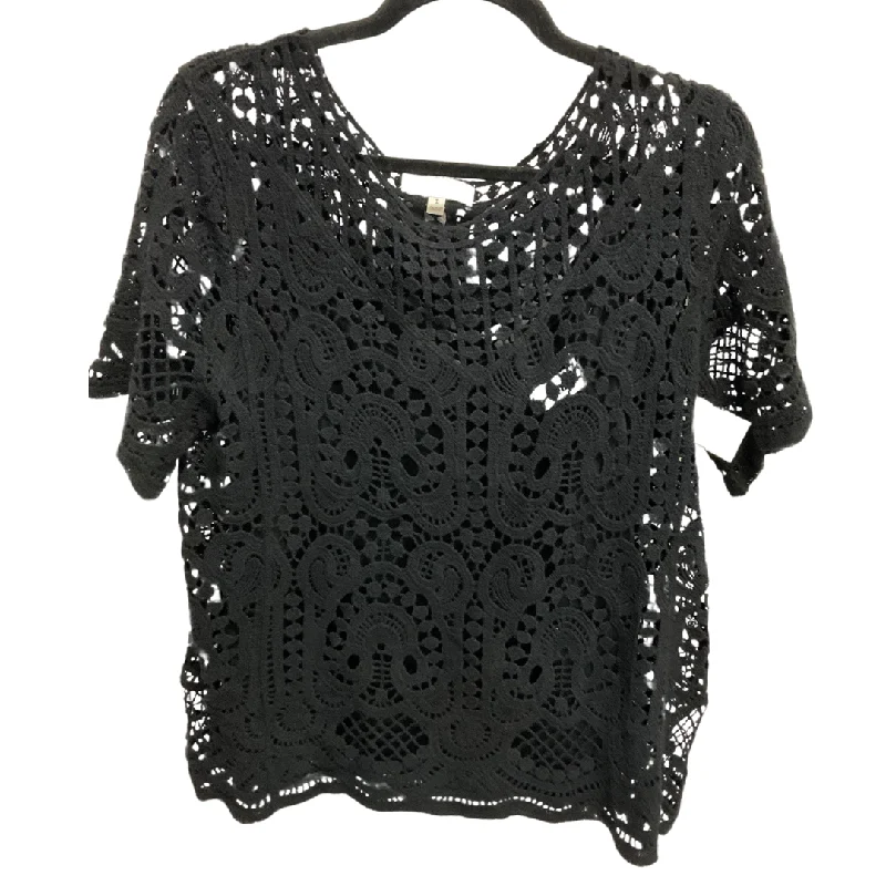 Top 2pc Short Sleeve By Adiva In Black, Size: L