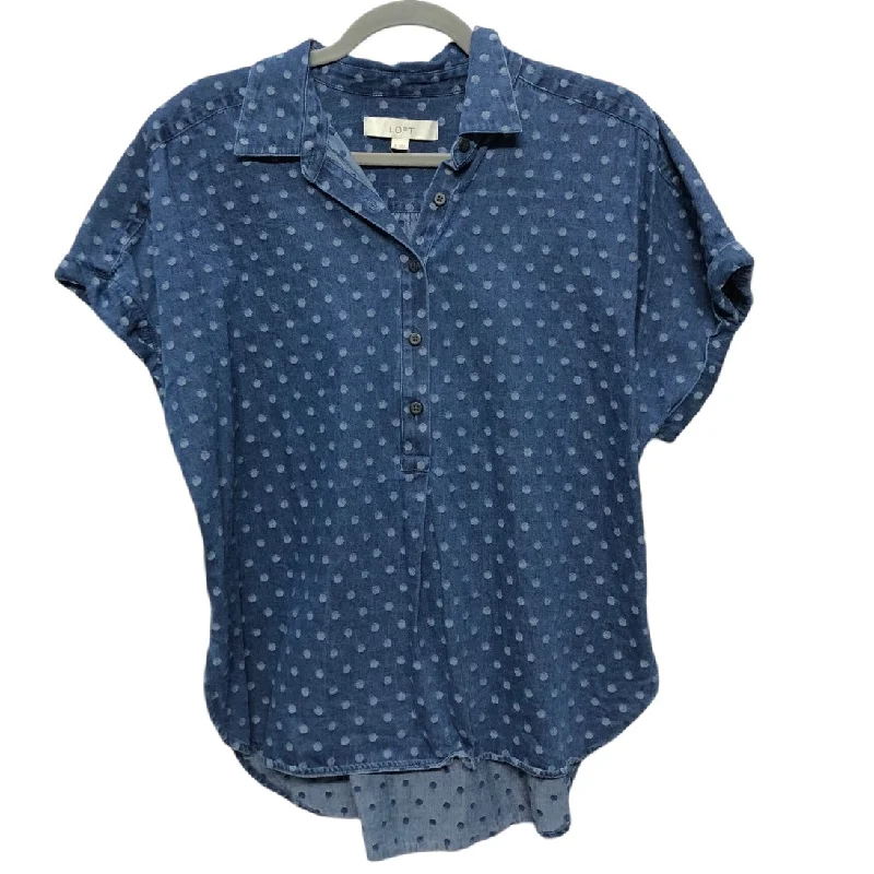 Top Short Sleeve By Loft In Blue Denim, Size: M