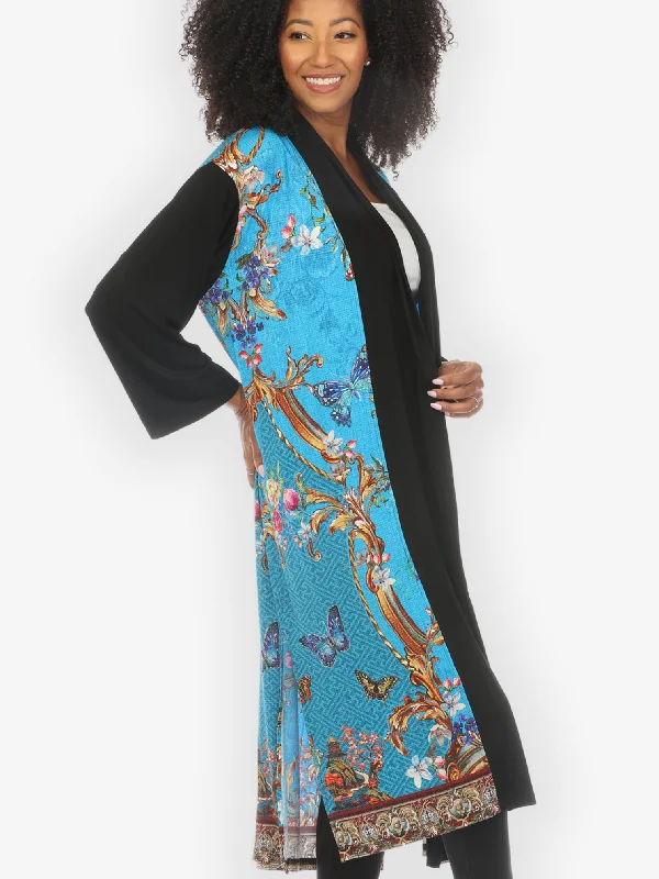 Baroque Garden in Blue Knit Long Cardigan