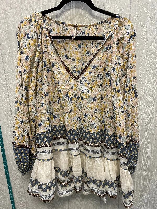 Blouse Long Sleeve By Free People In Floral Print, Size: Xs