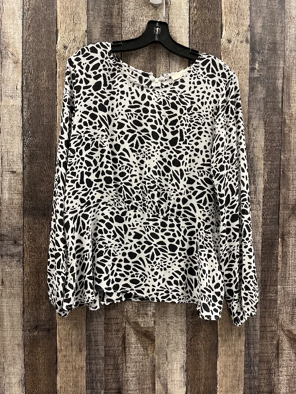 Blouse Long Sleeve By Loft In Black & White, Size: M