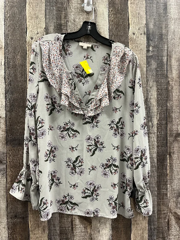 Blouse Long Sleeve By Loft In Floral Print, Size: M