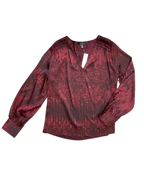 Blouse Long Sleeve By White House Black Market In Red, Size: M