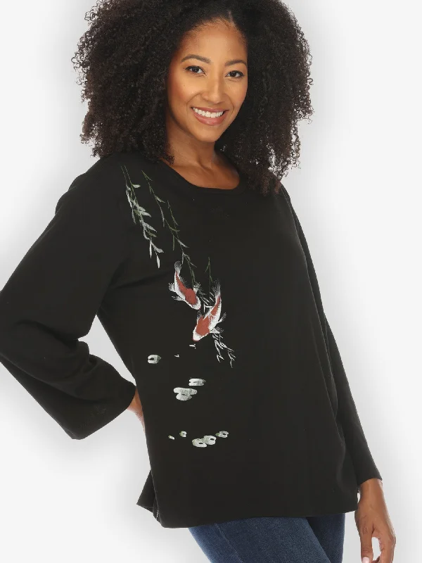 Koi Bamboo Leaf Print Cotton Exclusive Tee