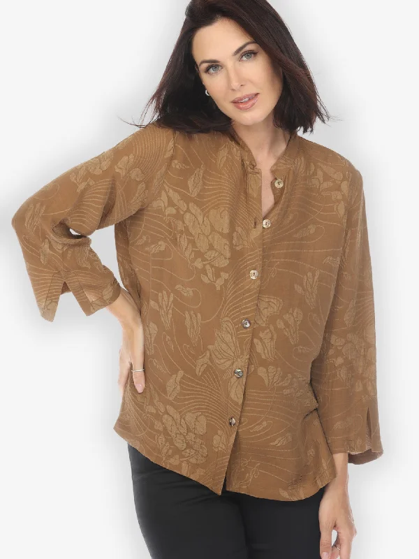 Solid Bronze Silk Blouse