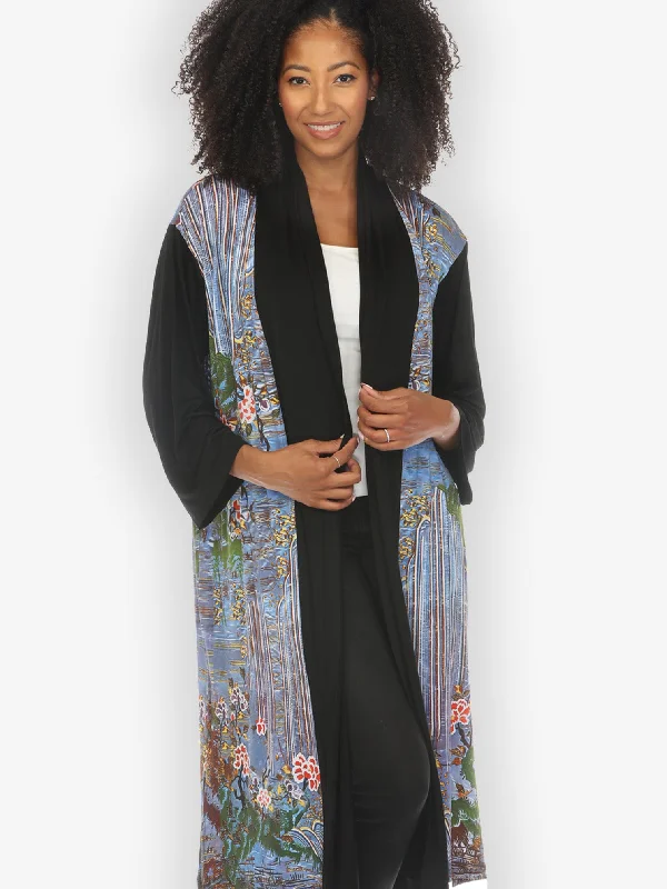 Waterfall and Flowers Knit Long Cardigan