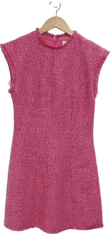 Coast Pink Cap Sleeve Tweed Structured Mini Dress UK 10