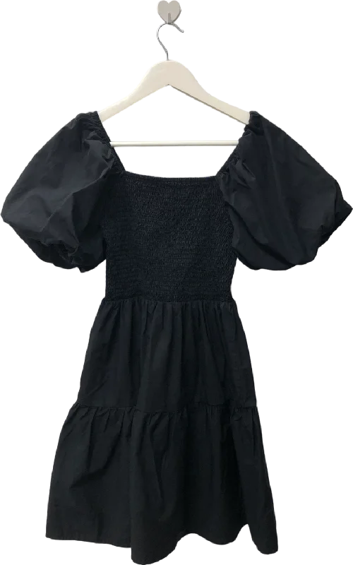 In The Style Corset Detail Puff Sleeve Mini Skater Dress In Black UK 12