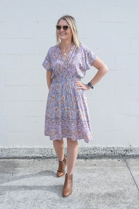 Lavender Floral - Shorter Boho Malia Dress