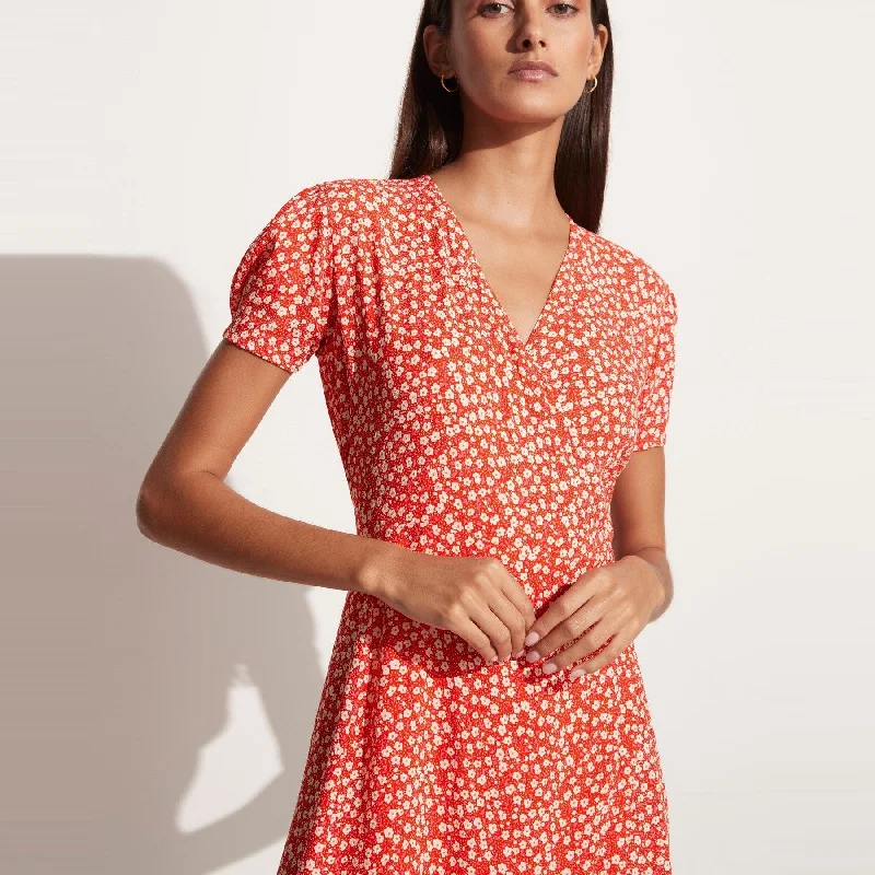 Louella Mini Wrap Dress (Careyes Floral Cherry)