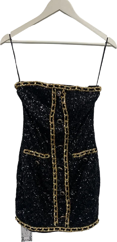 Miss Rosier Eulalia Black Embellished Mini Dress UK S