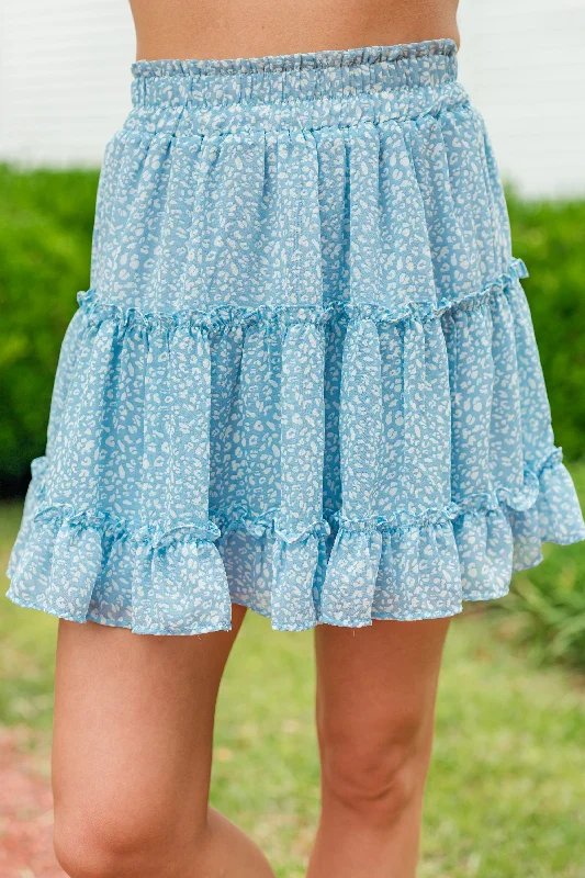 Now Or Never Blue Spotted Skirt