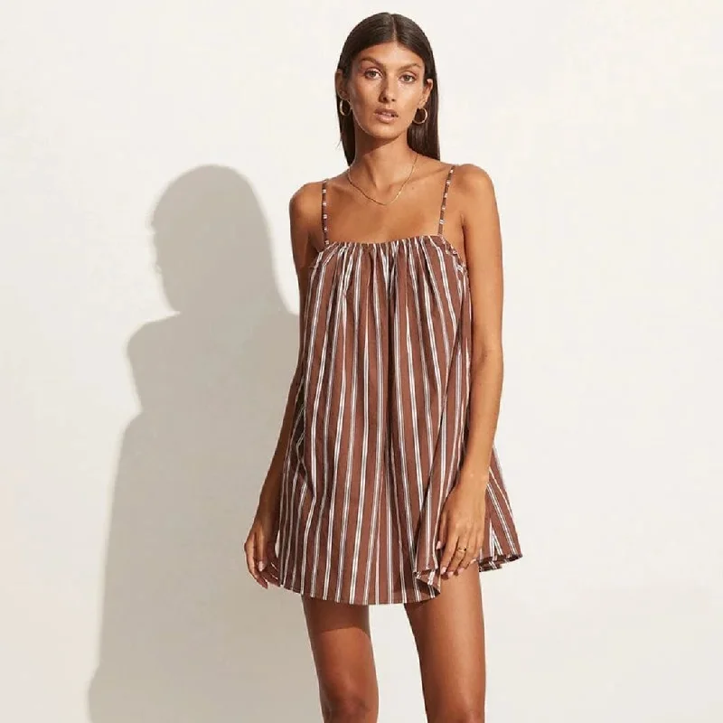 Tamara Mini Dress (Maya Stripe Print Cinnamon)