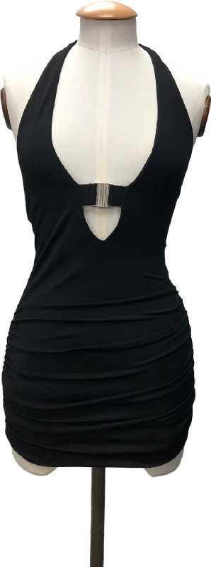 White Fox Black Halter Neck Mini Dress UK XS