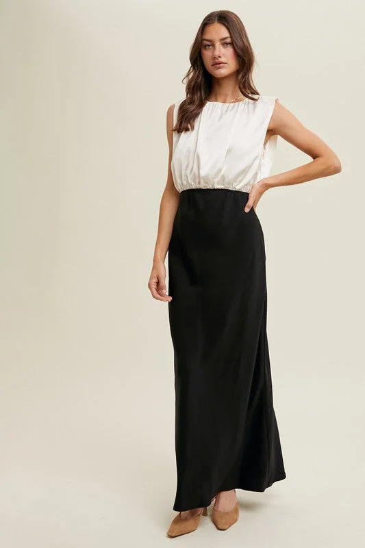 Cream And Black Maxi Dress