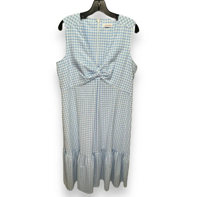 Dress Casual Maxi By Calvin Klein In Checkered Pattern, Size: 14