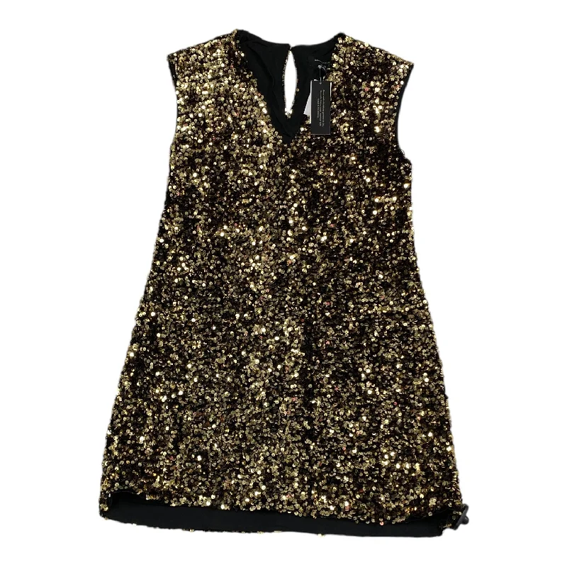 Dress Casual Midi By Banana Republic In Black & Gold, Size: S