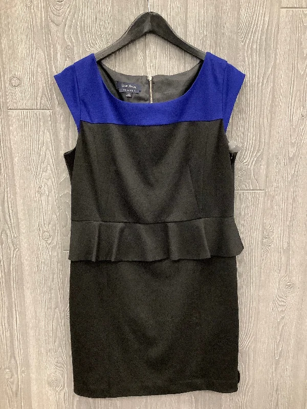 Dress Casual Midi By Evan-picone In Black & Blue, Size: Xl