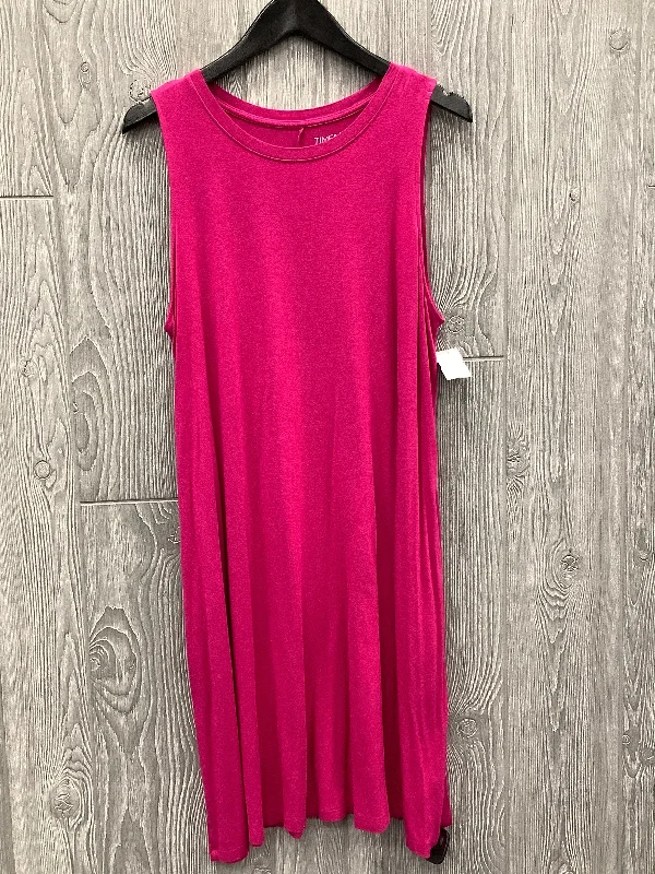 Dress Casual Midi By Time And Tru In Pink, Size: Xl