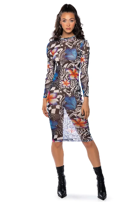 FEELIN WILD PRINTED MIDI DRESS