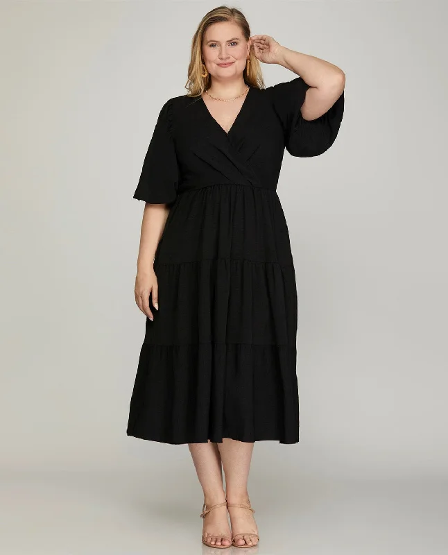 Plus Wrap Midi Dress