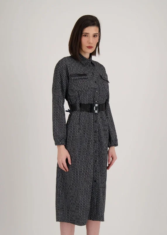 Spanner - Long Dress with Belted Waist -SALE