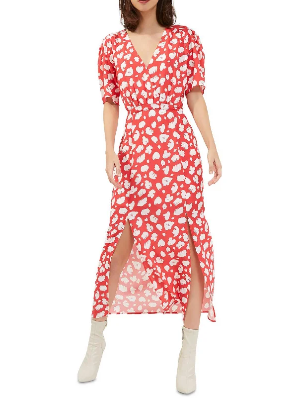 Womens Front Slit Printed Maxi Dress