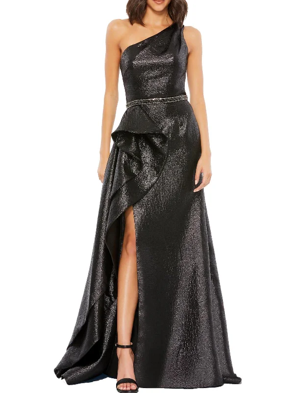 Womens Metallic Long Evening Dress