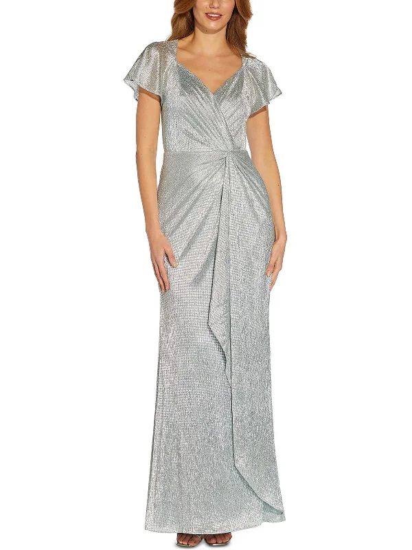 Womens Metallic Maxi Evening Dress