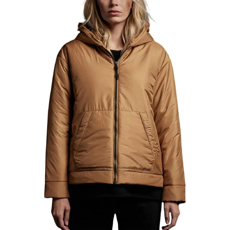 Insulated Zip Front Hood Puffer In Copper