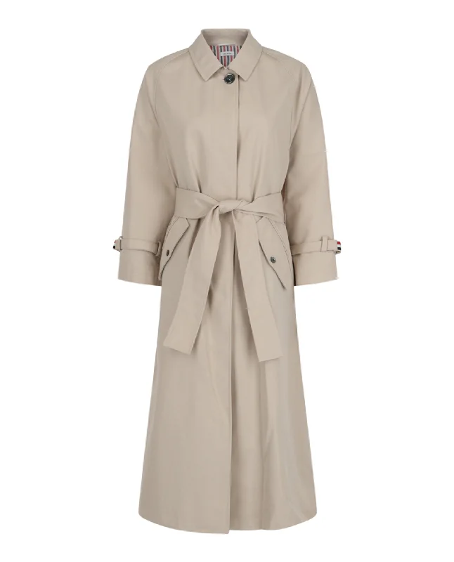 Khaki Waterpoof Cotton Twill Raglan Trench Coat