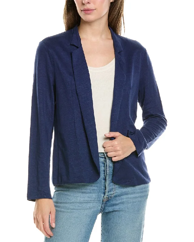 Majestic Filatures Stretch Open Cut Out Linen-Blend Jacket