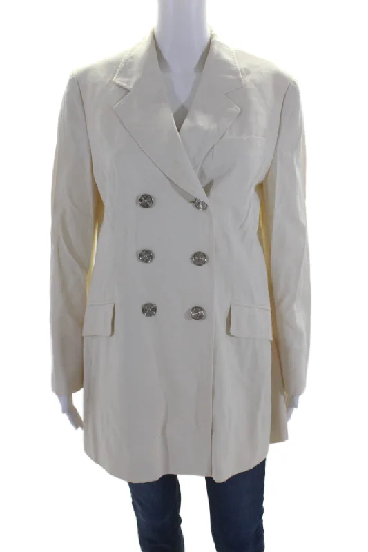 Moschino Cheap & Chic Womens Double Breasted Coat White Wool Blend