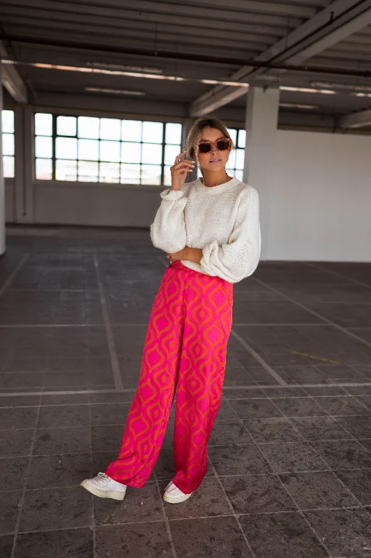 Pantalon Thaly - rose avec motifs orange