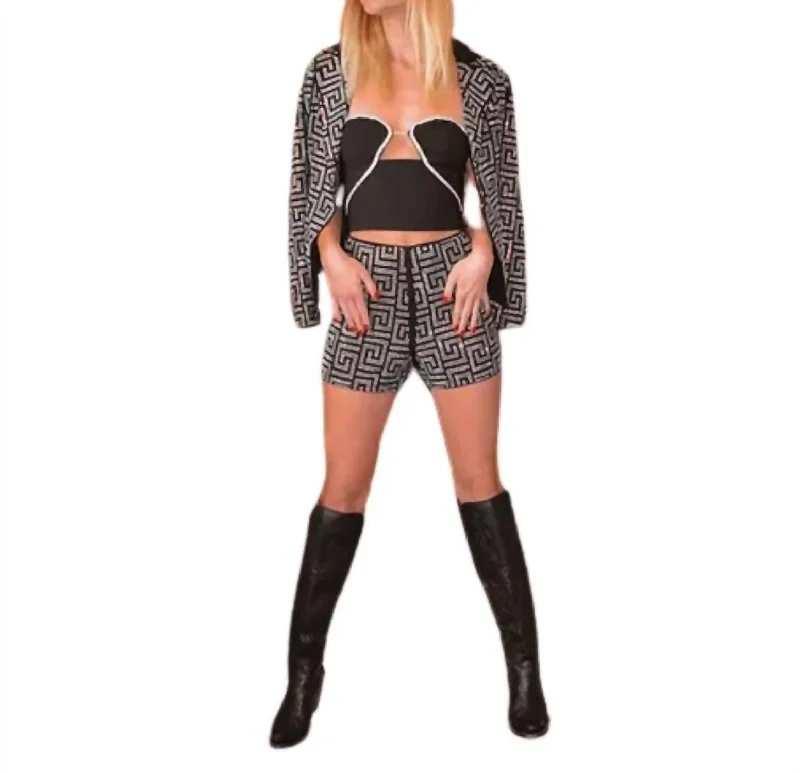 Pattern Blazer Set Shorts In Black