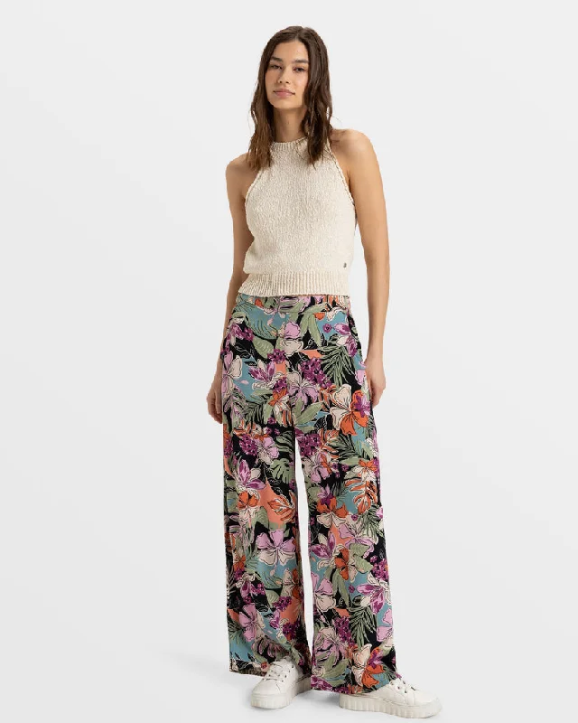 Roxy Midnight Avenue Crepe Pants-Phantom Moody Tropical