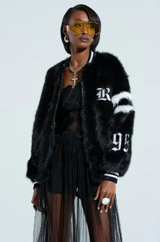 TRES CHIC FAUX FUR BOMBER