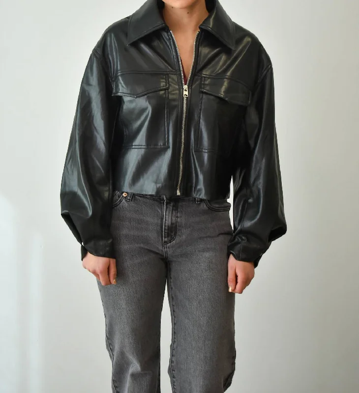 Vegan Leather Jacket In Black