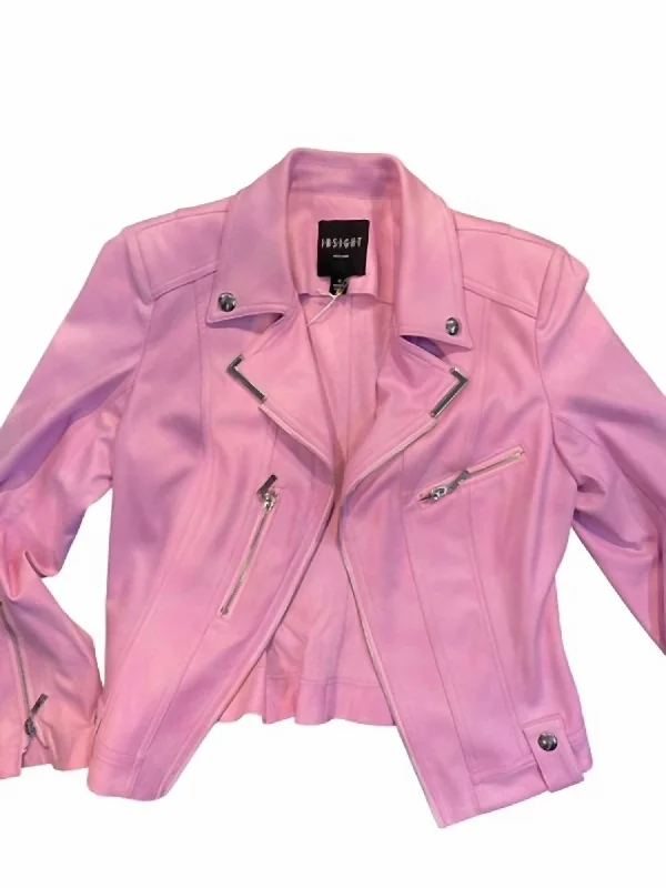 Vegan Leather Jacket In Pink